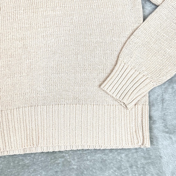 Women's Crew Neck Sweater Cream Lightweight Small Casual Preppy - Picture 3 of 4